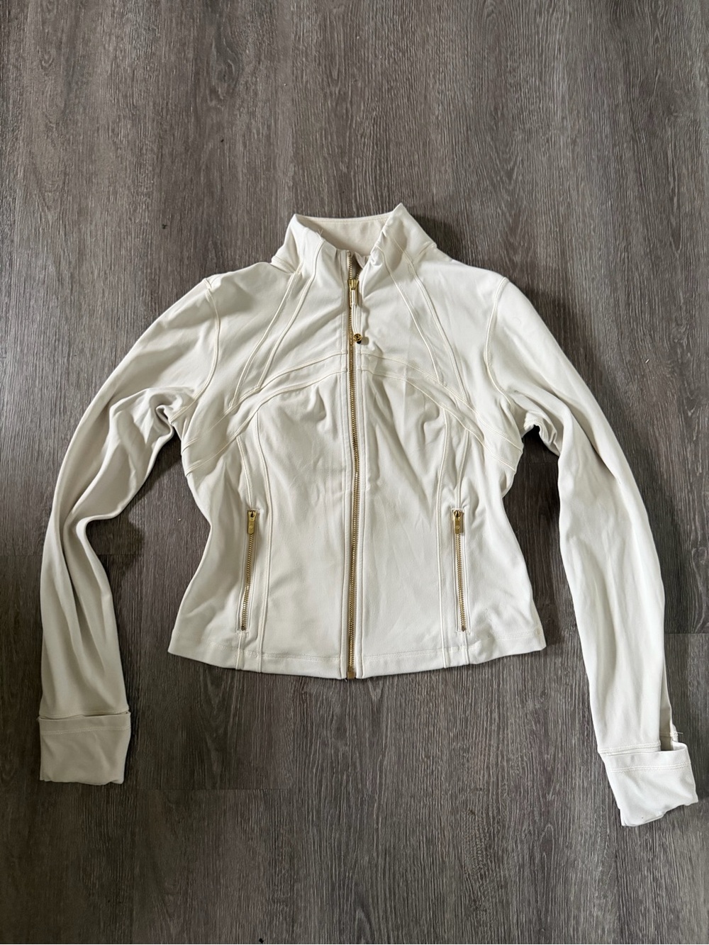 Lululemon Cream Zip-Front Utility Jacket with Gold Hardware. NEVER WORN